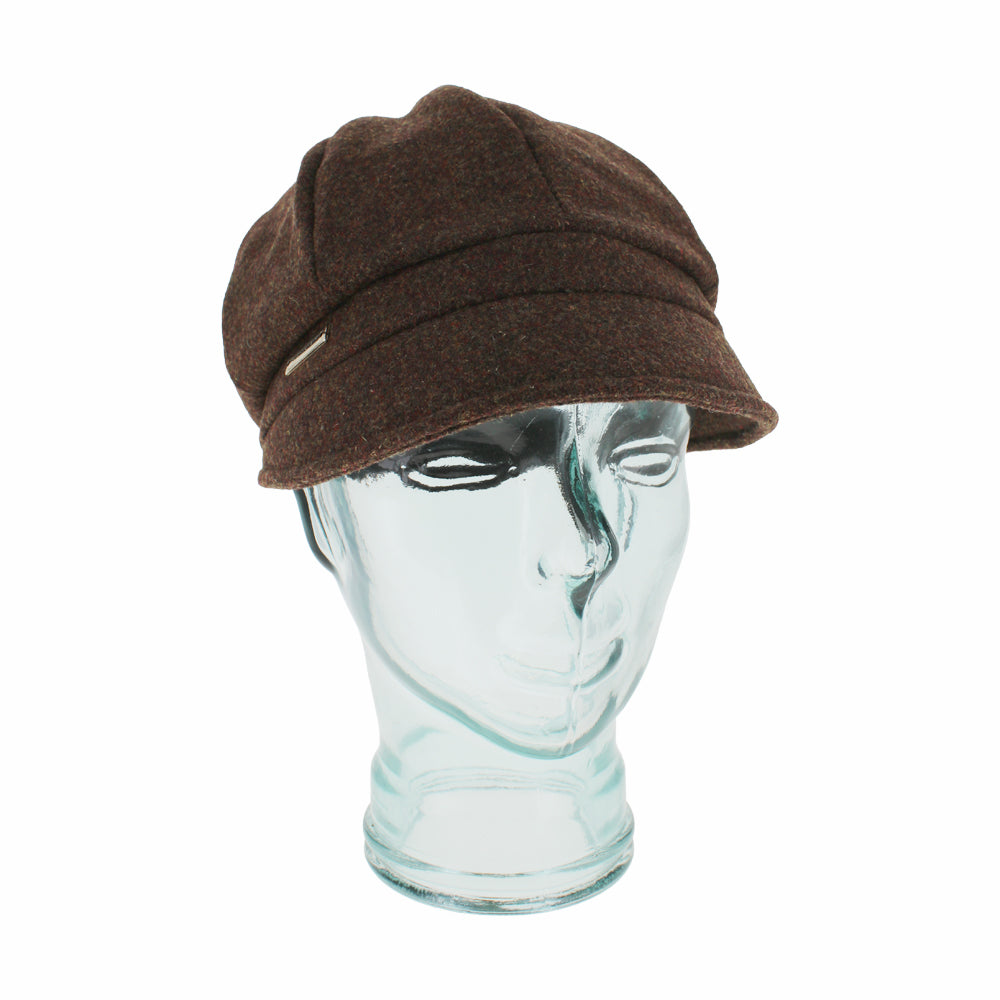 Brown Belfry Edda wool mod cap with structured classic shape and soft finish