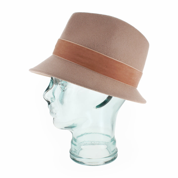 Nude Belfry Edvige wool trilby with subtle feather accent and slim grosgrain band