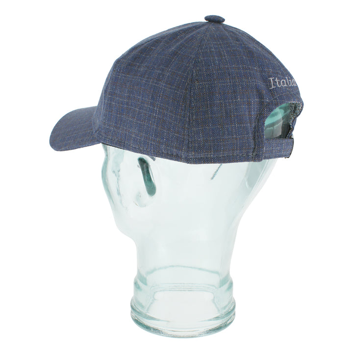 Navy baseball cap in 100% silk with breathable comfort and soft cotton lining