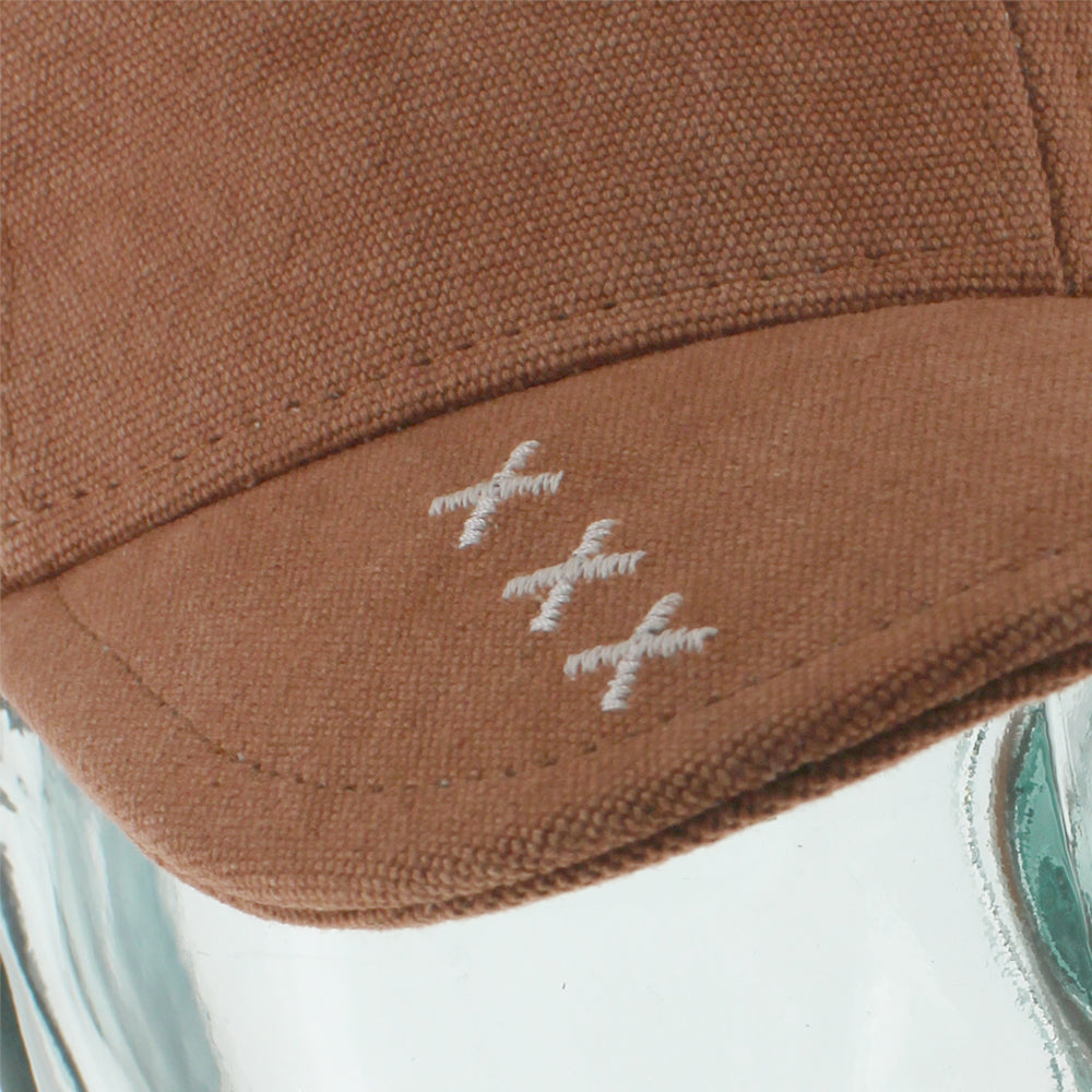 Belfry Gabbia dune baseball cap with canvas fabric and leather adjuster detail
