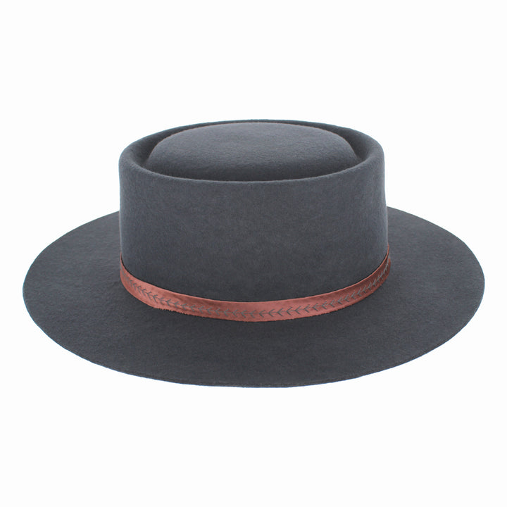 Belfry Gessica grey wool bolero hat offering bold style with removable chain detail