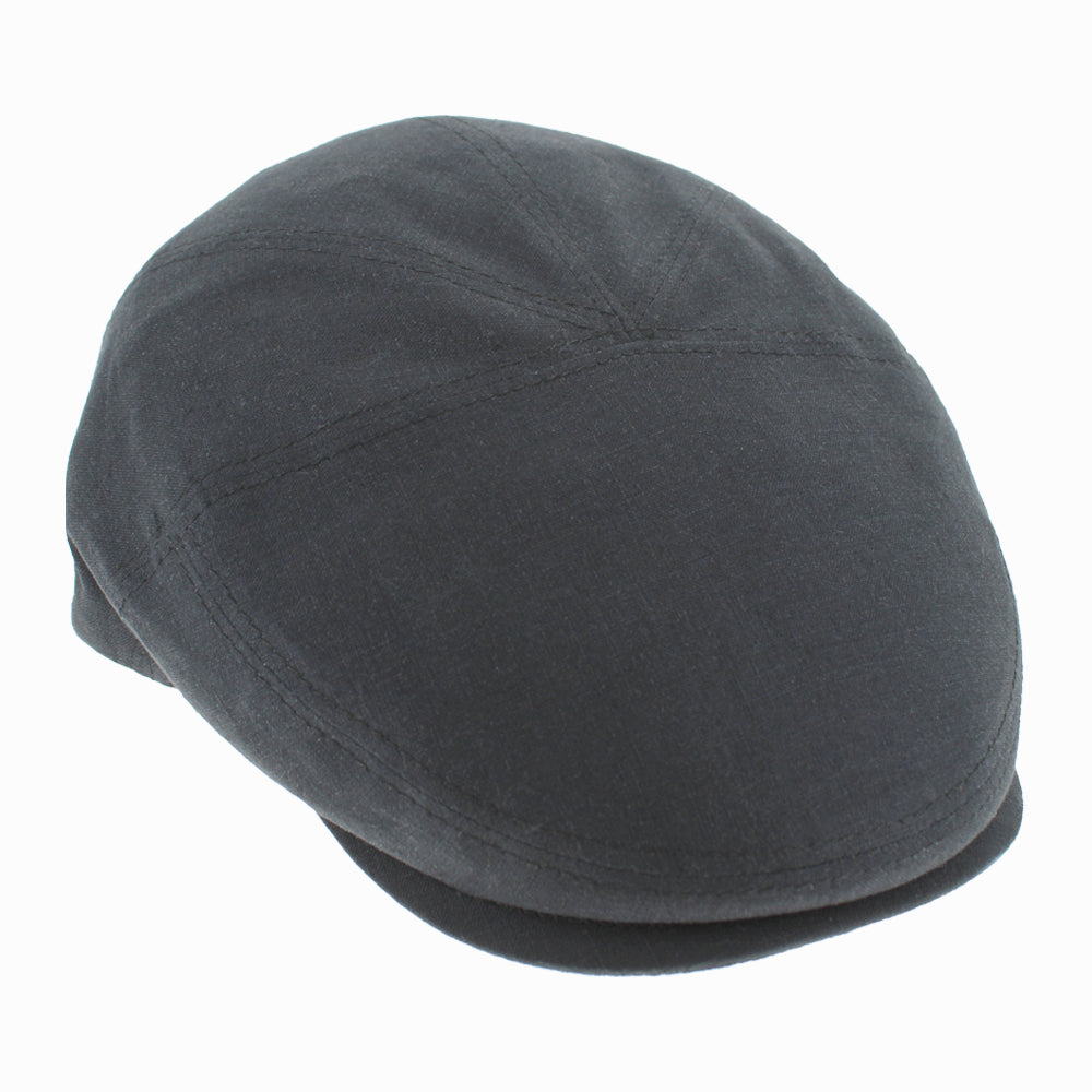 Belfry Gian black 100% linen flat cap with lightweight feel and elegant European craftsmanship