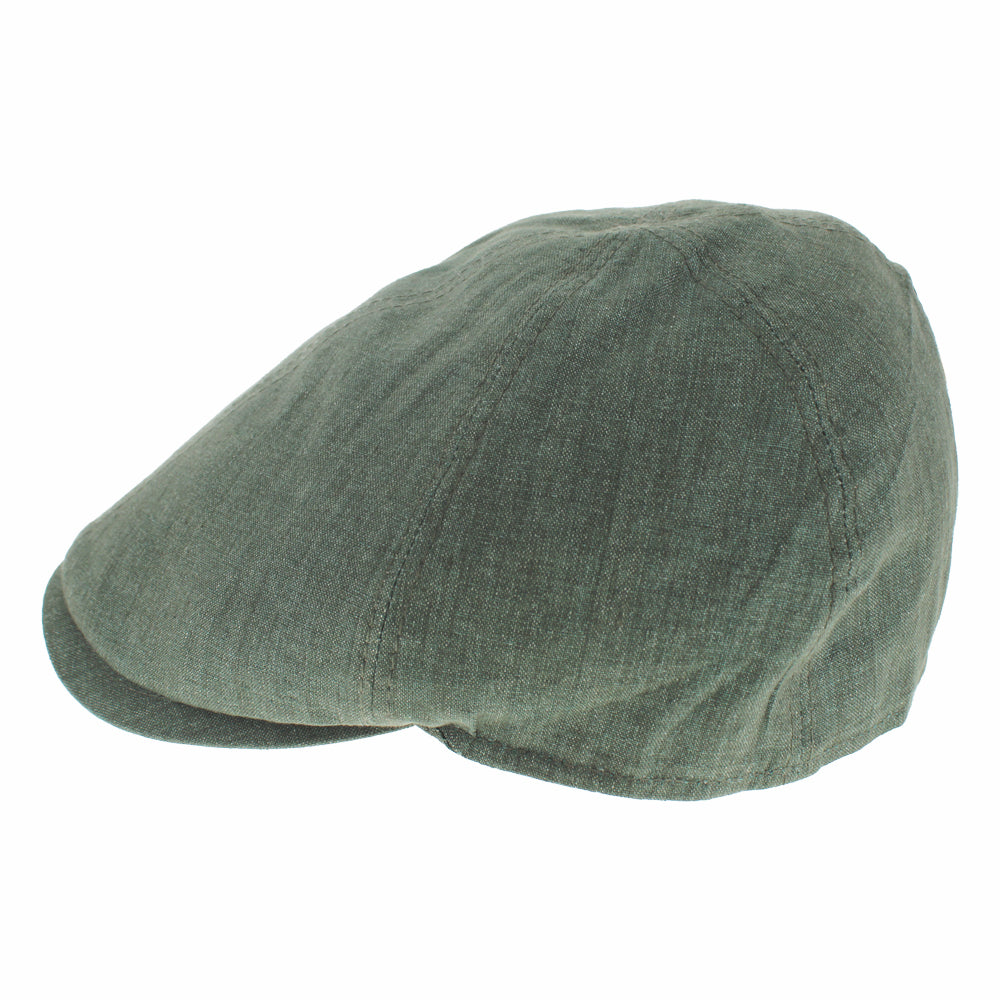 Green 100% linen slim newsboy cap with 6-panel design, lightweight sleek everyday accessory