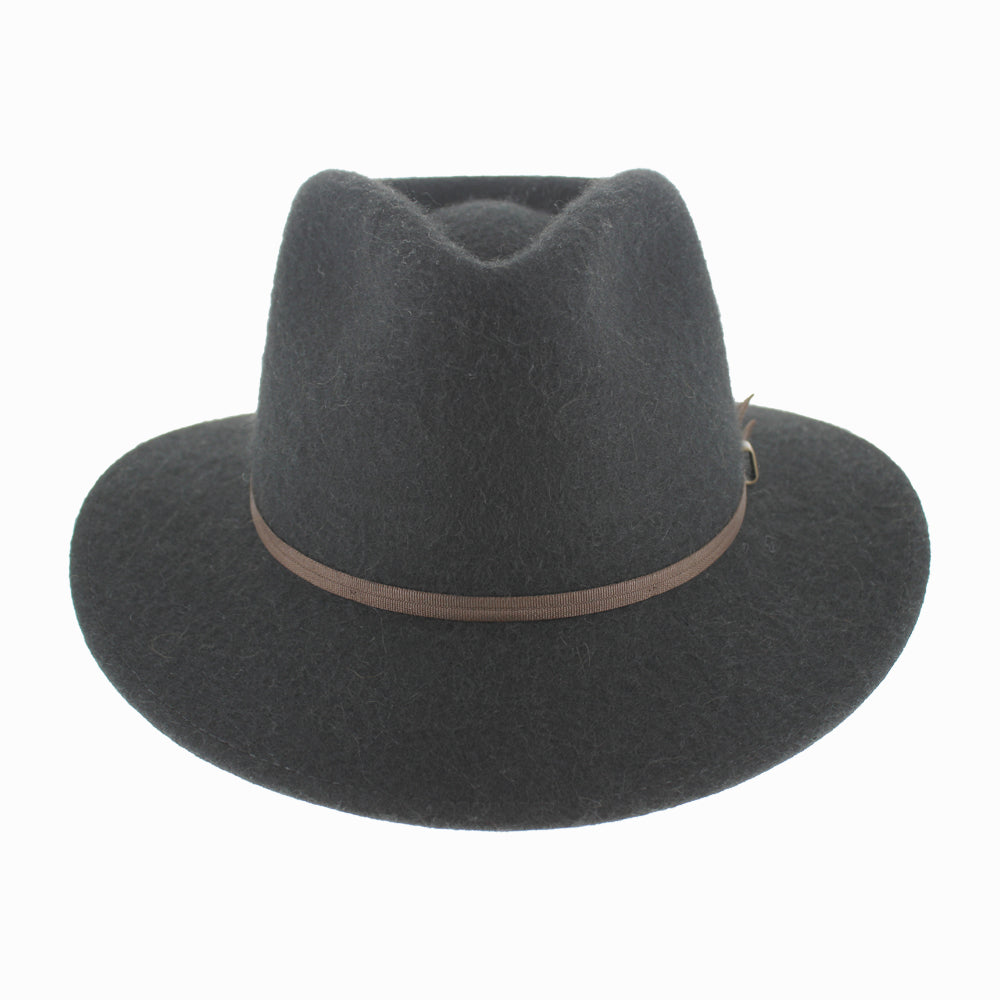 Black Sebastian alpaca wool safari hat, water-repellent and packable for everyday fall winter adventures