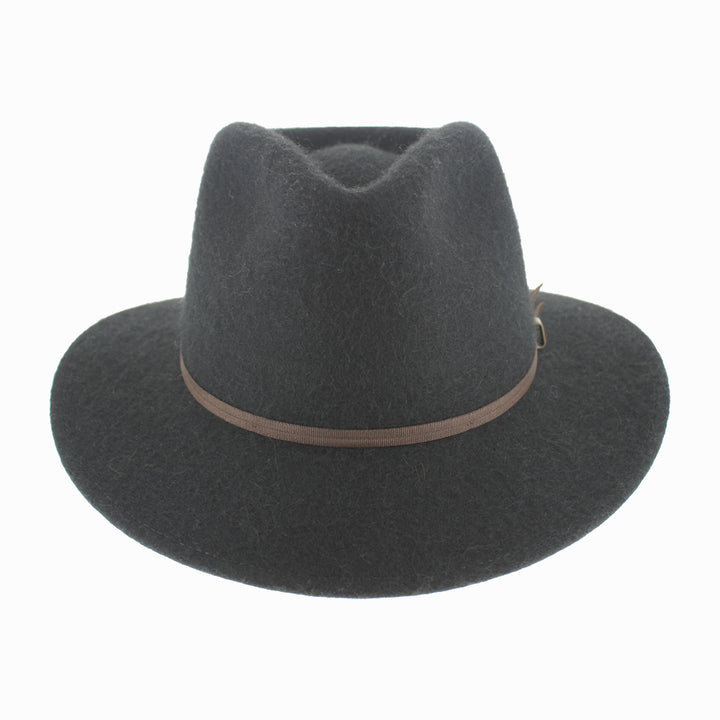 Black Sebastian alpaca wool safari hat, water-repellent and packable for everyday fall winter adventures