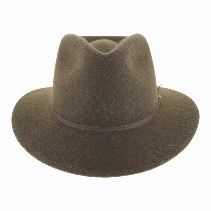 Olive Sebastian alpaca wool safari hat, packable and water-repellent for everyday fall winter adventures