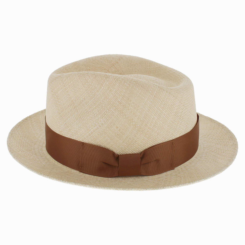 Belfry Julio natural Panama straw fedora with classic teardrop crown and refined style