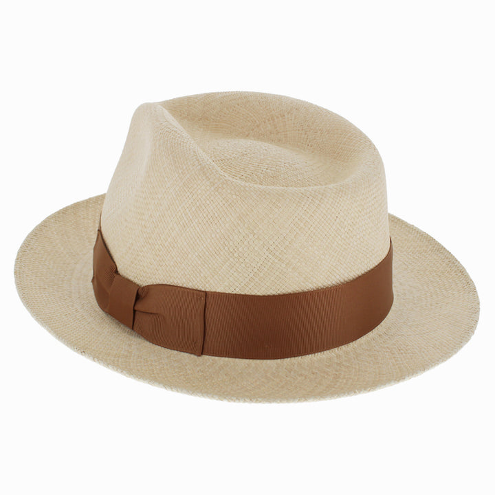 Natural fedora hat in genuine Panama straw with breathable lightweight comfort