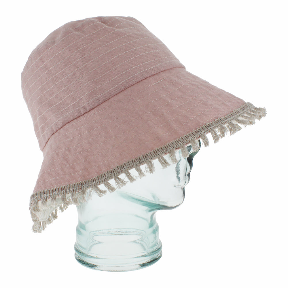 Light pink bucket hat with soft fabric and breathable lightweight summer wear