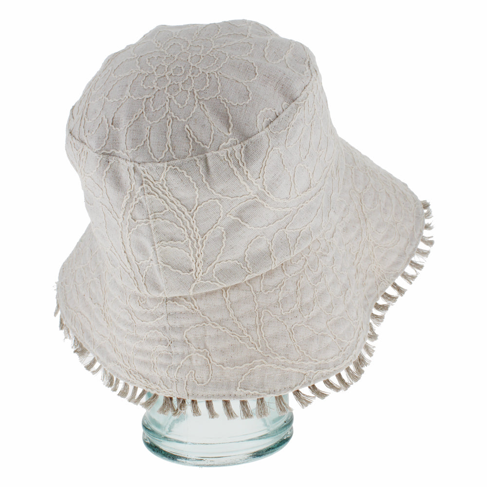 Light pink bucket hat with reversible design for casual and travel styling