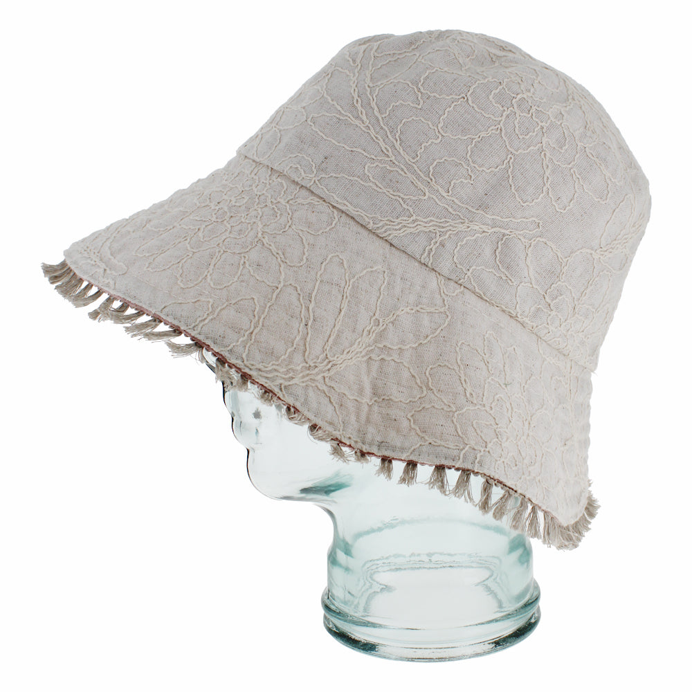 Belfry Kara light pink bucket hat with compact fold and reversible design