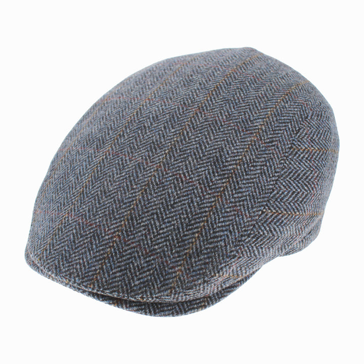 Belfry Libero blue wool-cashmere flat cap with herringbone weave and Italian craftsmanship