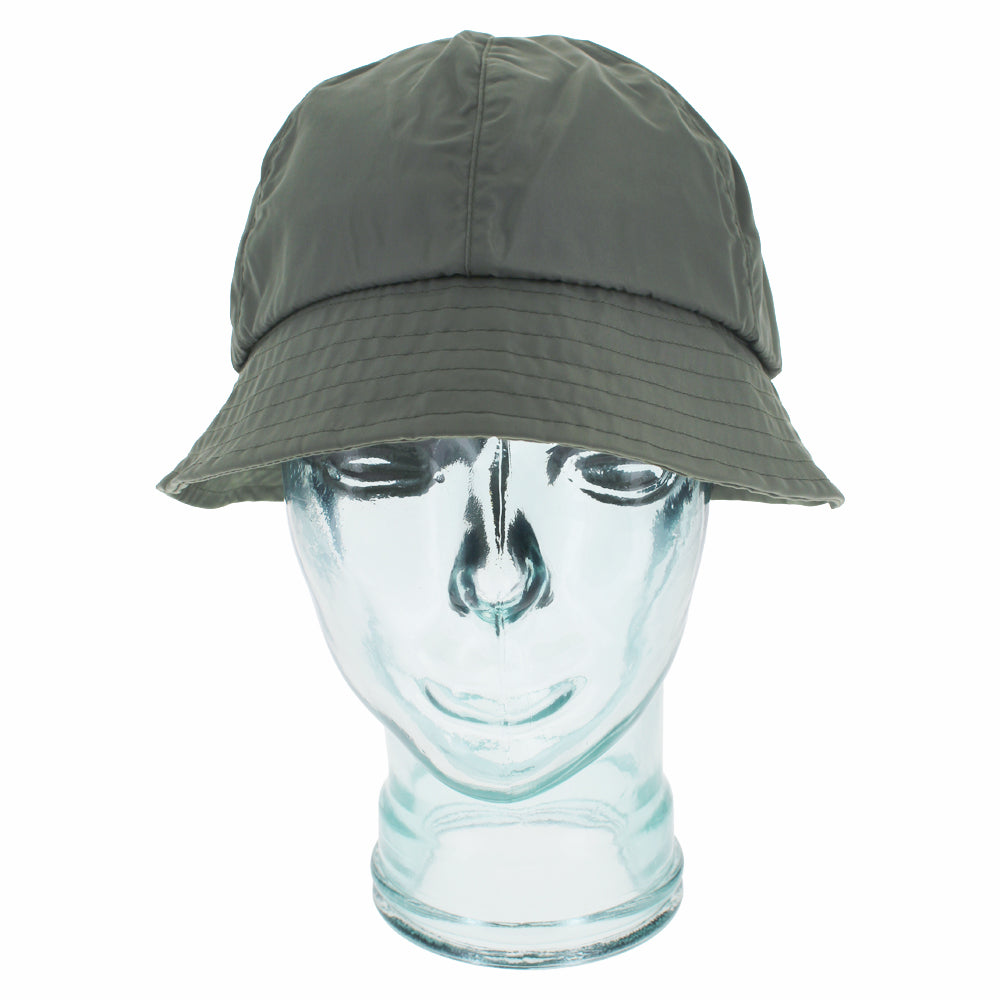 Olive green Belfry Massari lined bonnet with a classic cloche shape