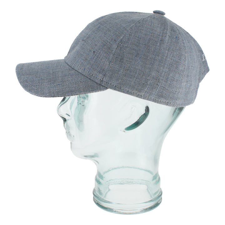 Belfry Materazzi blue linen baseball cap with herringbone weave and cotton lining comfort