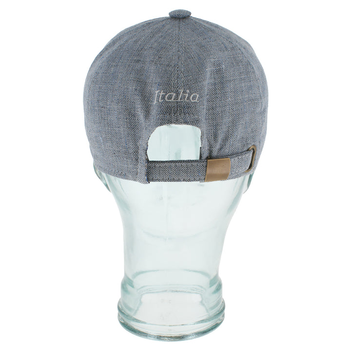 Lightweight blue linen baseball cap with denim look and soft cotton lining