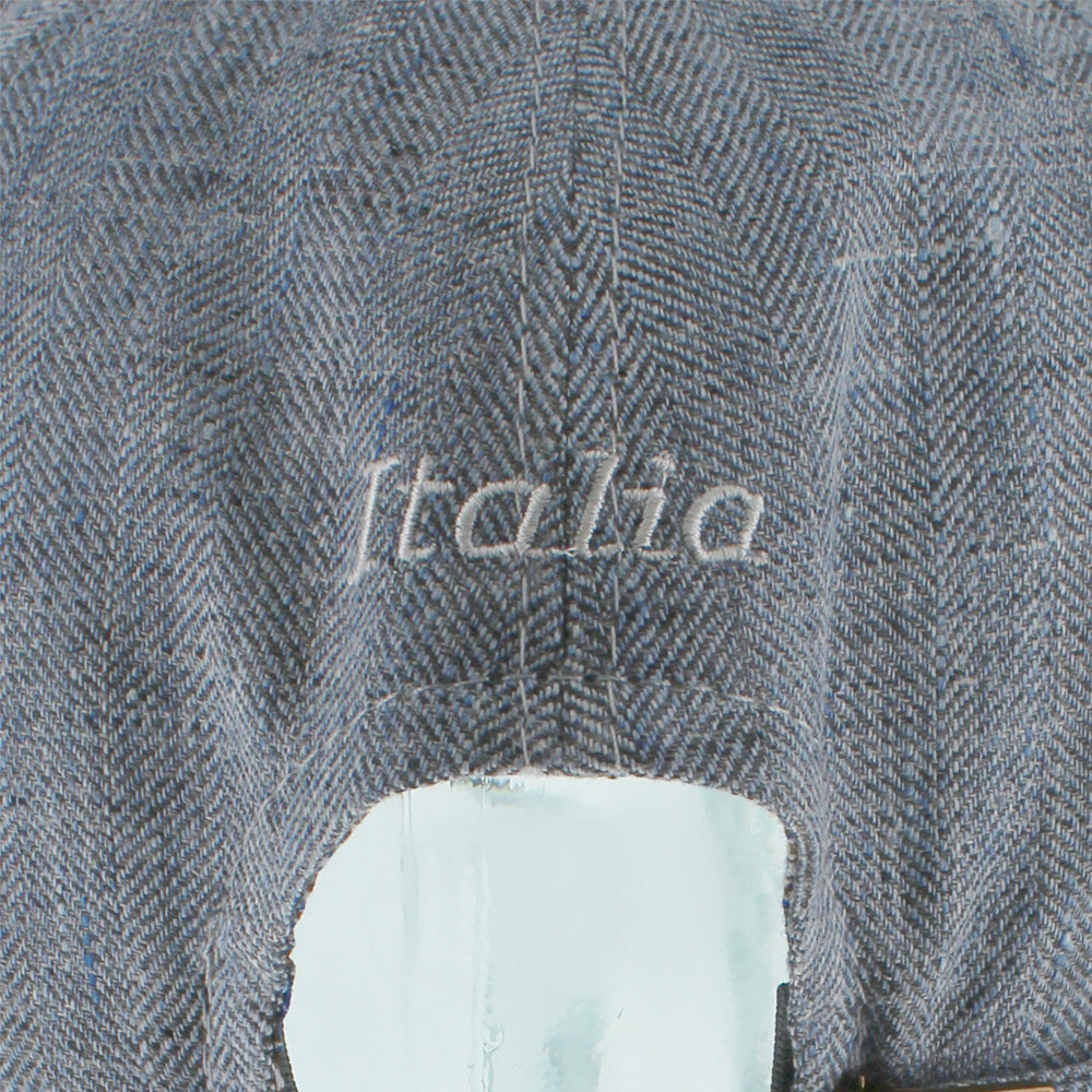Blue herringbone baseball cap with breathable construction for casual styling