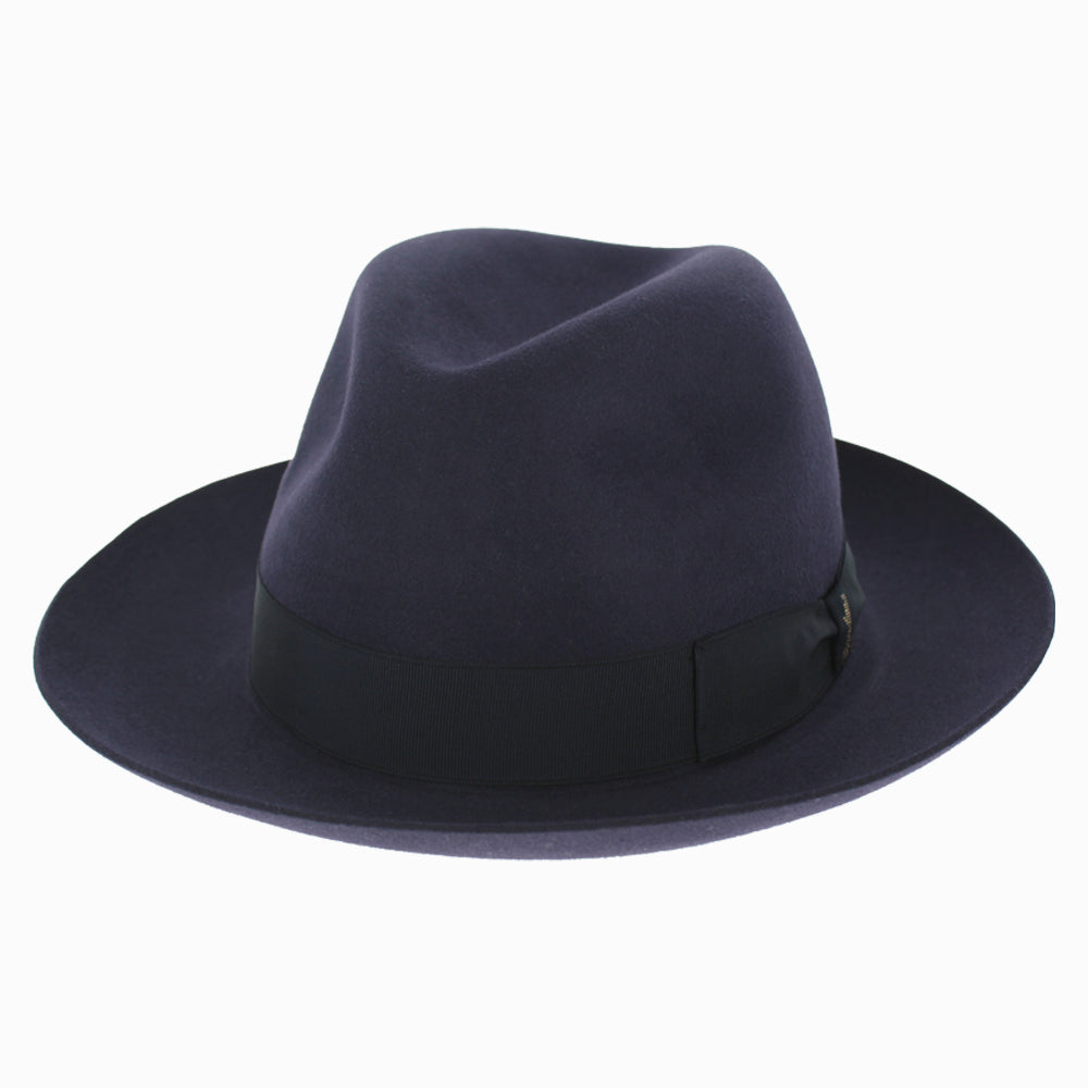 Alessandria Classic Medium Brim Fedora - Borsalino Collection Unisex Hat Cap Borsalino Navy 57 Hats in the Belfry