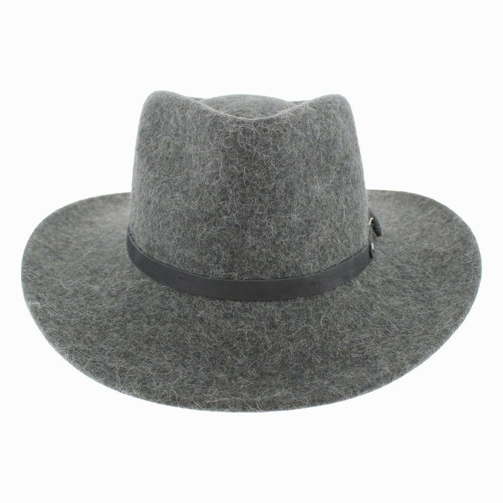 Grey Belfry Diego alpaca wool safari hat with structured wide brim and leather band for fall winter use