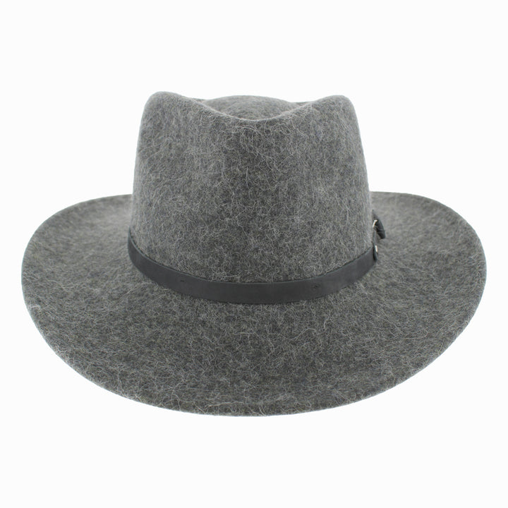 Grey Belfry Diego alpaca wool safari hat with structured wide brim and leather band for fall winter use