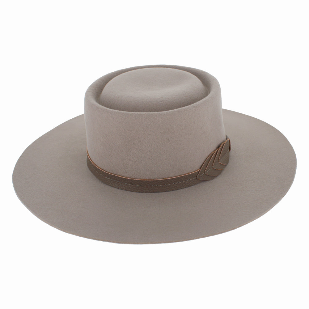 Nude Belfry Mirta wool boater hat with minimal leather band for elegant styling