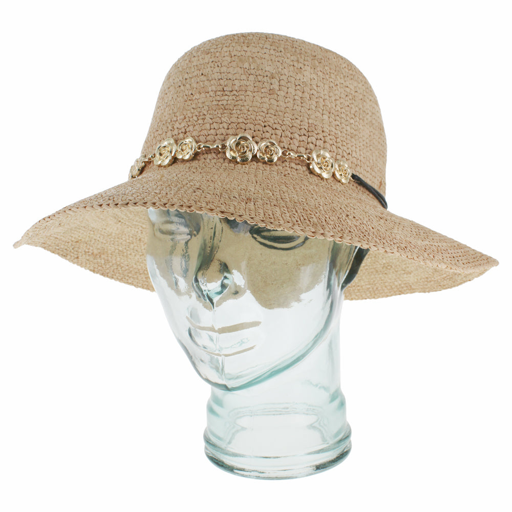Belfry Italia natural black floppy hat with raffia texture and packable design