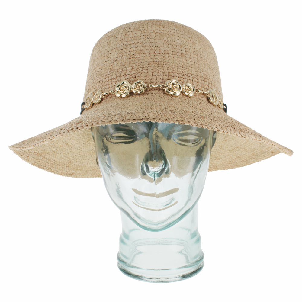 Natural black raffia floppy hat designed for travel casual wear and summer comfort