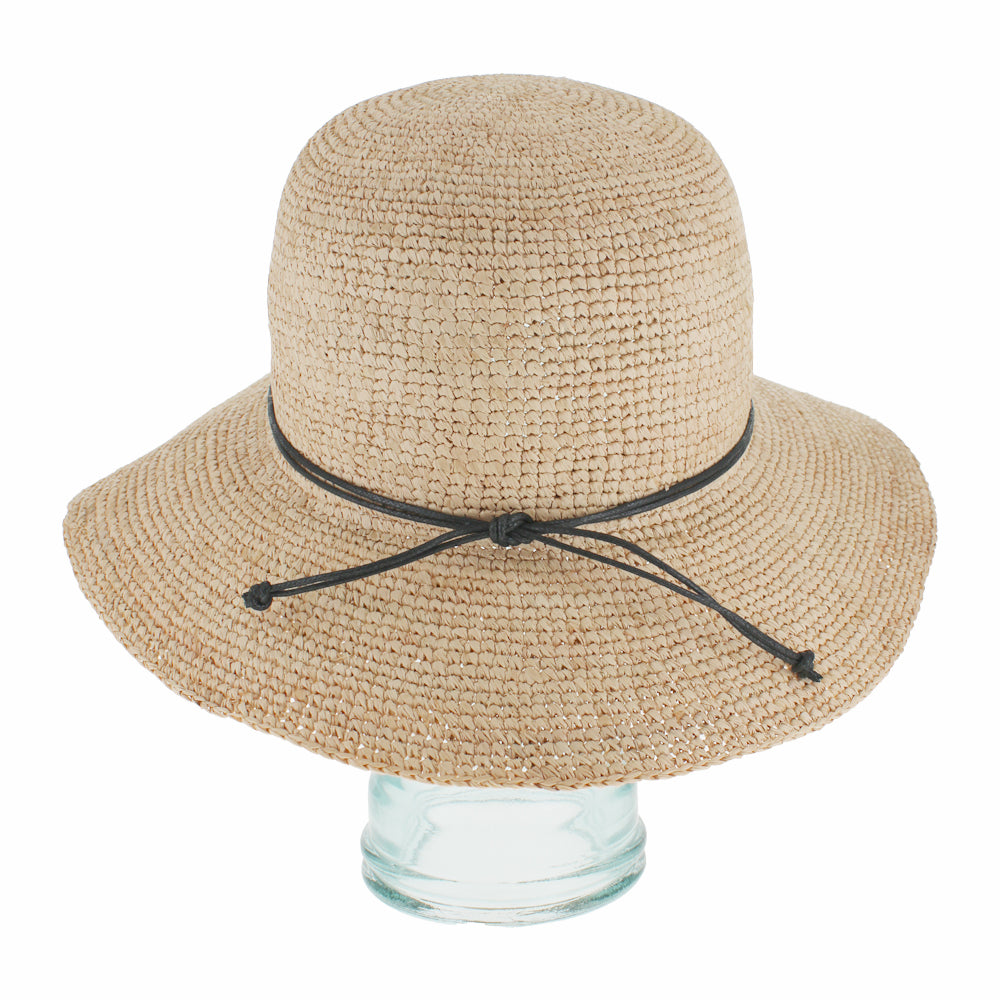Lightweight natural black raffia floppy hat with soft brim for casual summer styling