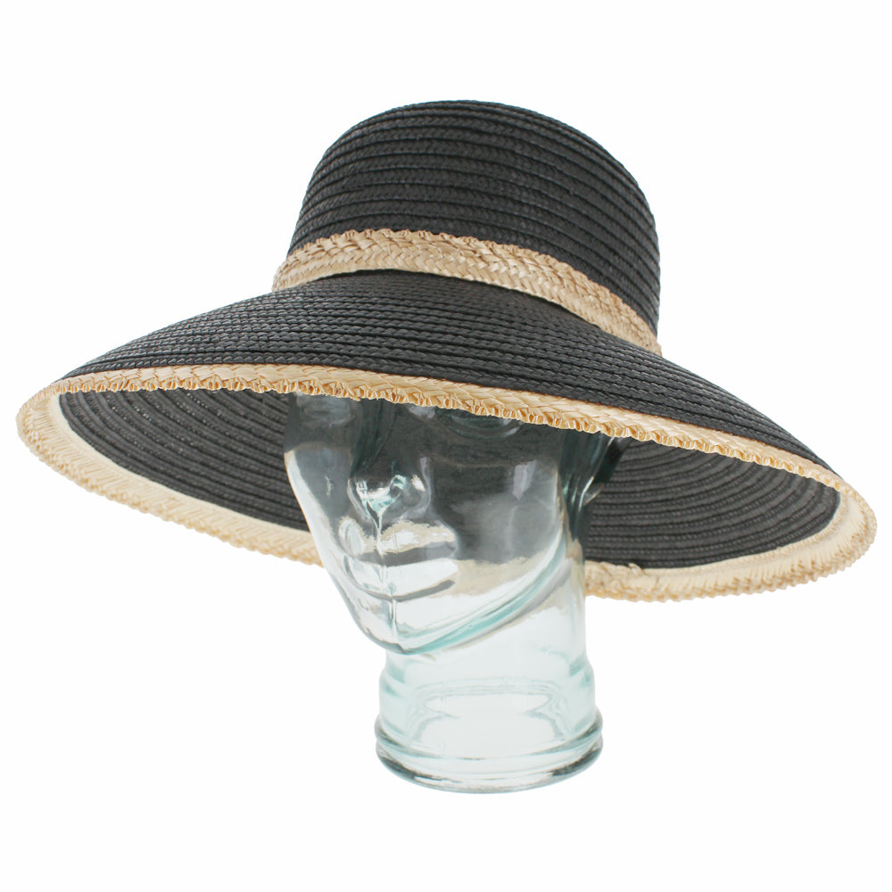 Belfry Italia black lampshade hat with braided paper straw and durable construction