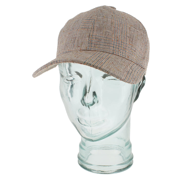 Orange plaid baseball cap with lightweight linen blend and breathable summer design