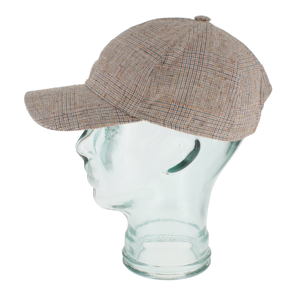 Belfry Oddo orange plaid baseball cap with linen silk blend and classic pattern