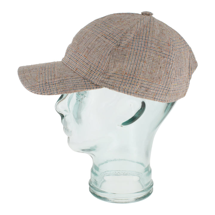 Belfry Oddo orange plaid baseball cap with linen silk blend and classic pattern