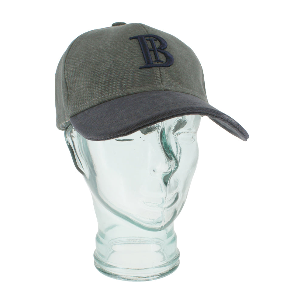 Green navy baseball cap with breathable canvas and adjustable leather strap