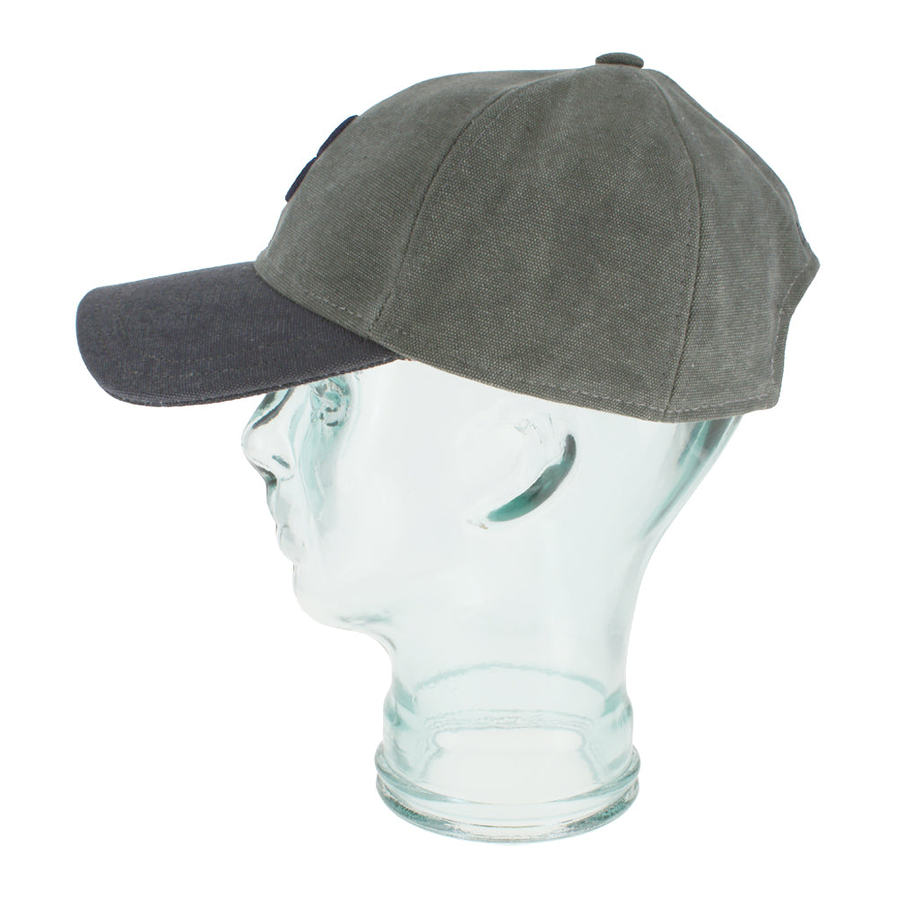 Green crown navy bill baseball cap in cotton with breathable canvas construction