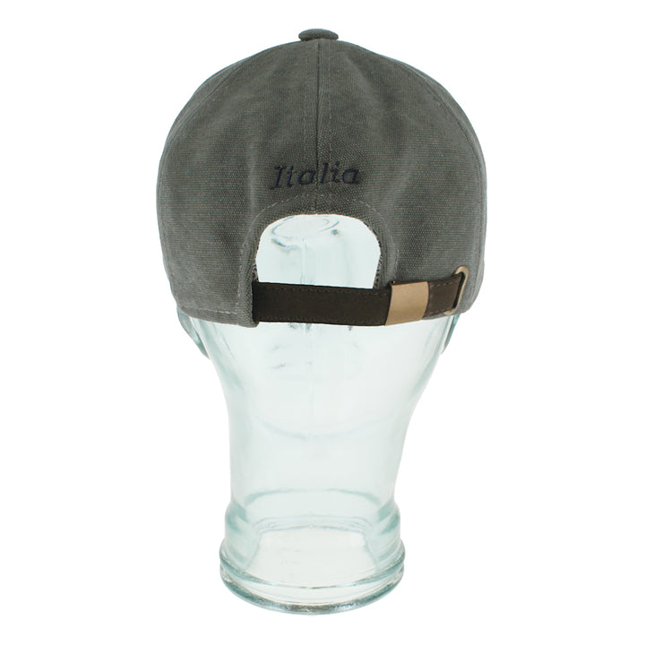 Green navy canvas baseball cap with leather adjuster for comfortable fit