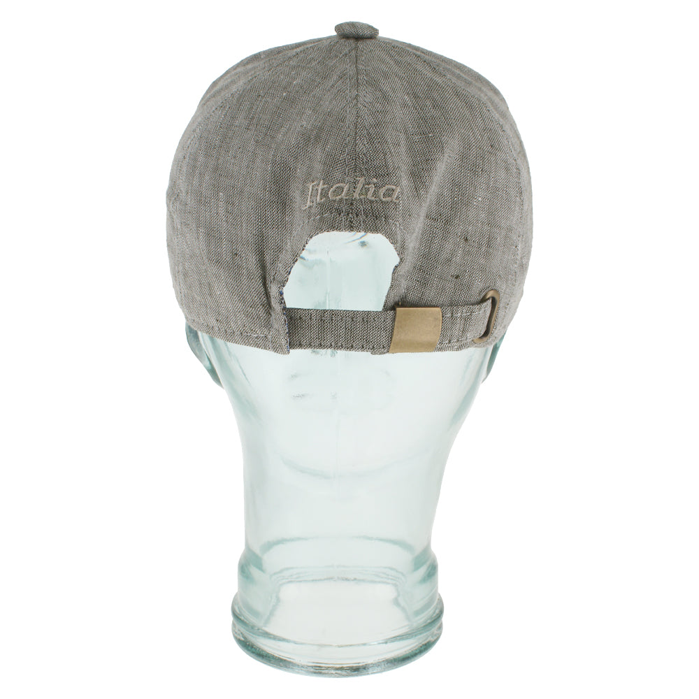 Lightweight green linen baseball cap with cotton lining for casual everyday wear