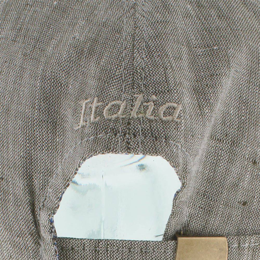 Green linen baseball cap with adjustable strap and breathable construction