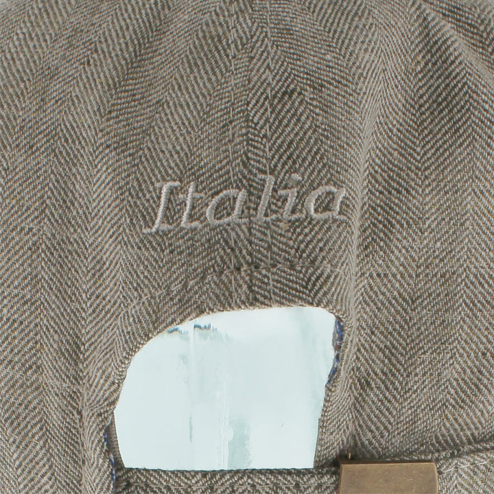 Olive herringbone baseball cap with breathable construction for casual styling