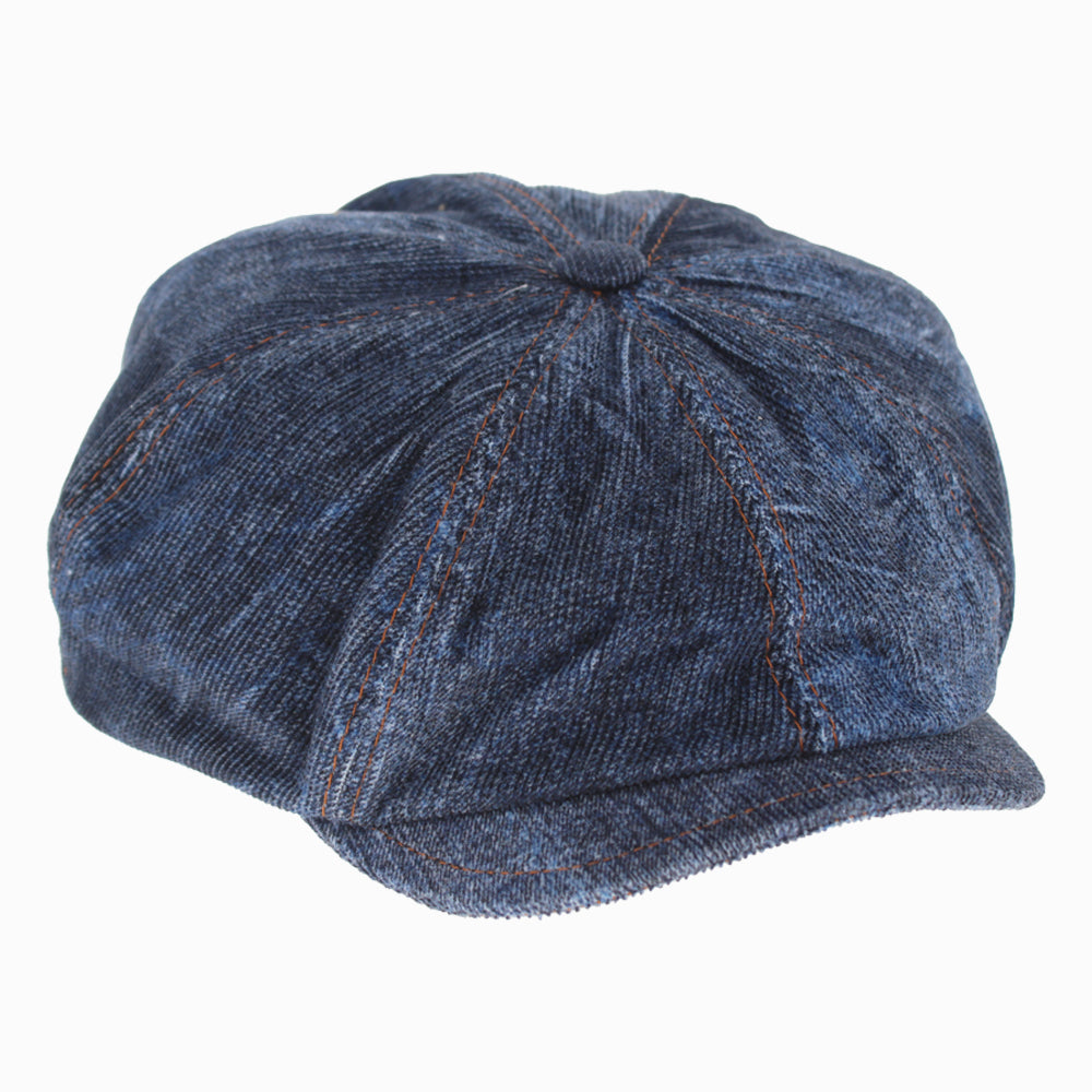 Belfry Italia Picasso denim corduroy newsboy hat, vintage-inspired accessory with 8-panel cut