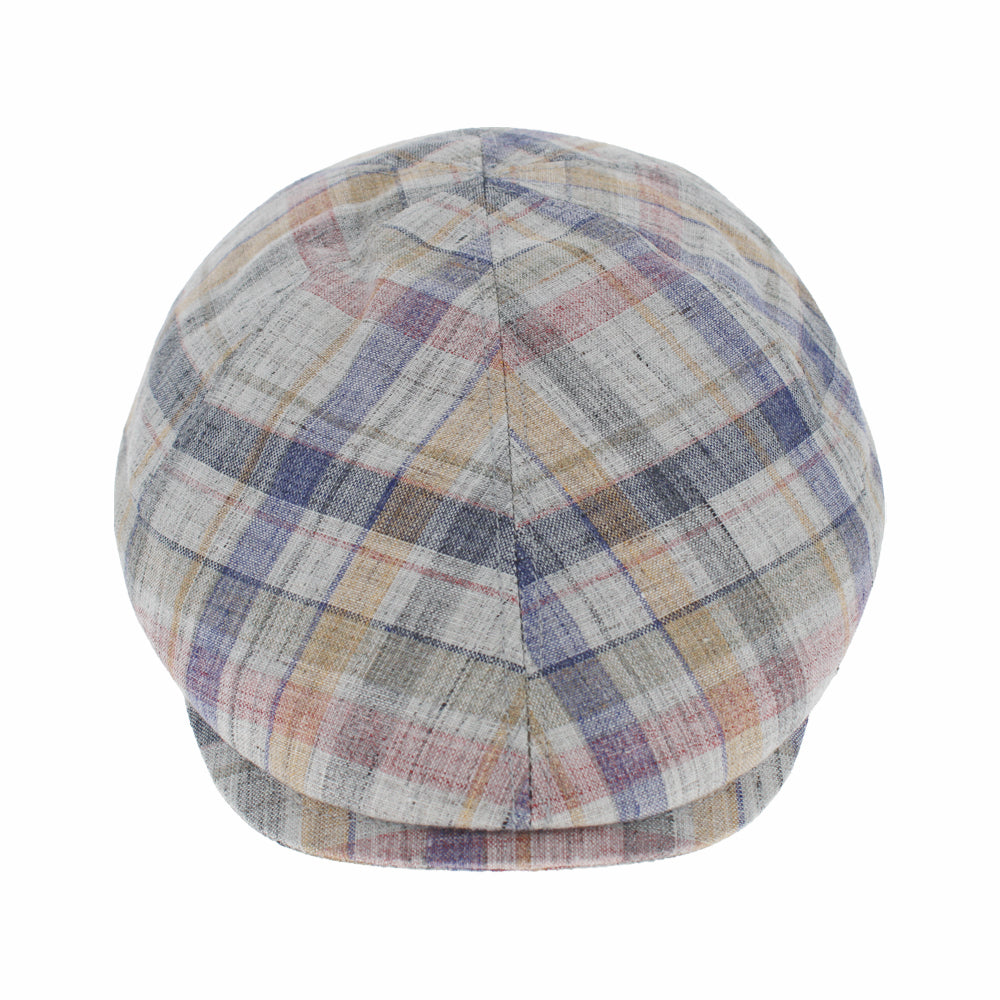 Plaid linen newsboy cap with soft cotton lining designed for casual and outdoor styling