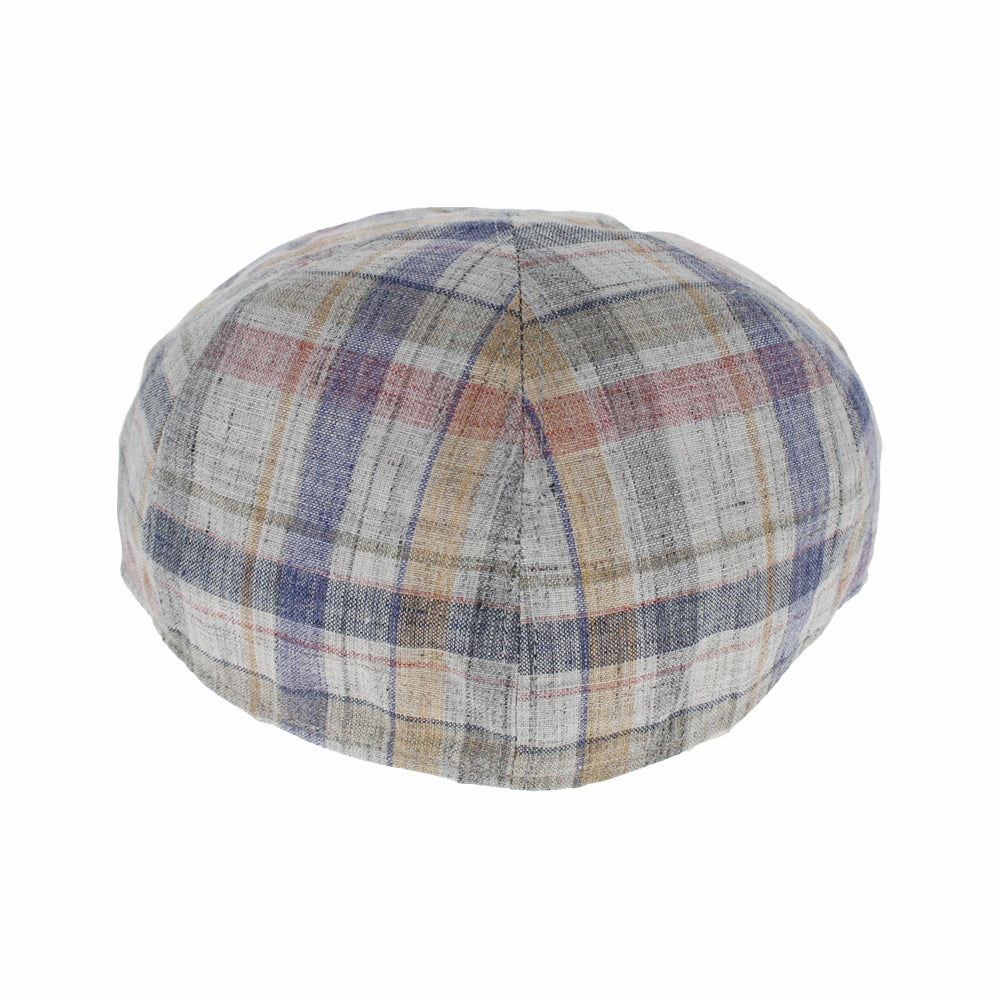Slim plaid linen newsboy cap with 6 panel design and soft cotton lining for everyday wear
