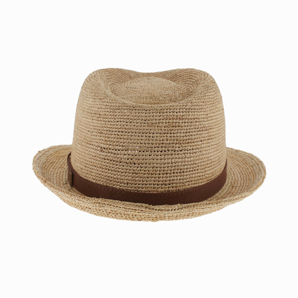 Suede Belfry Ragusa trilby hat styled for summer events and vacations