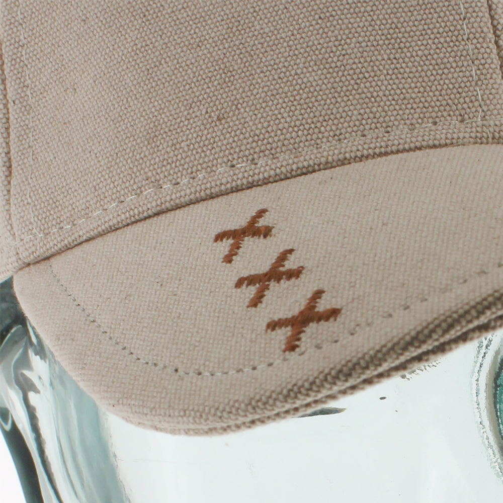 Belfry Scalvini adobe baseball cap with canvas fabric and leather adjuster detail