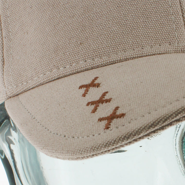 Belfry Scalvini adobe baseball cap with canvas fabric and leather adjuster detail