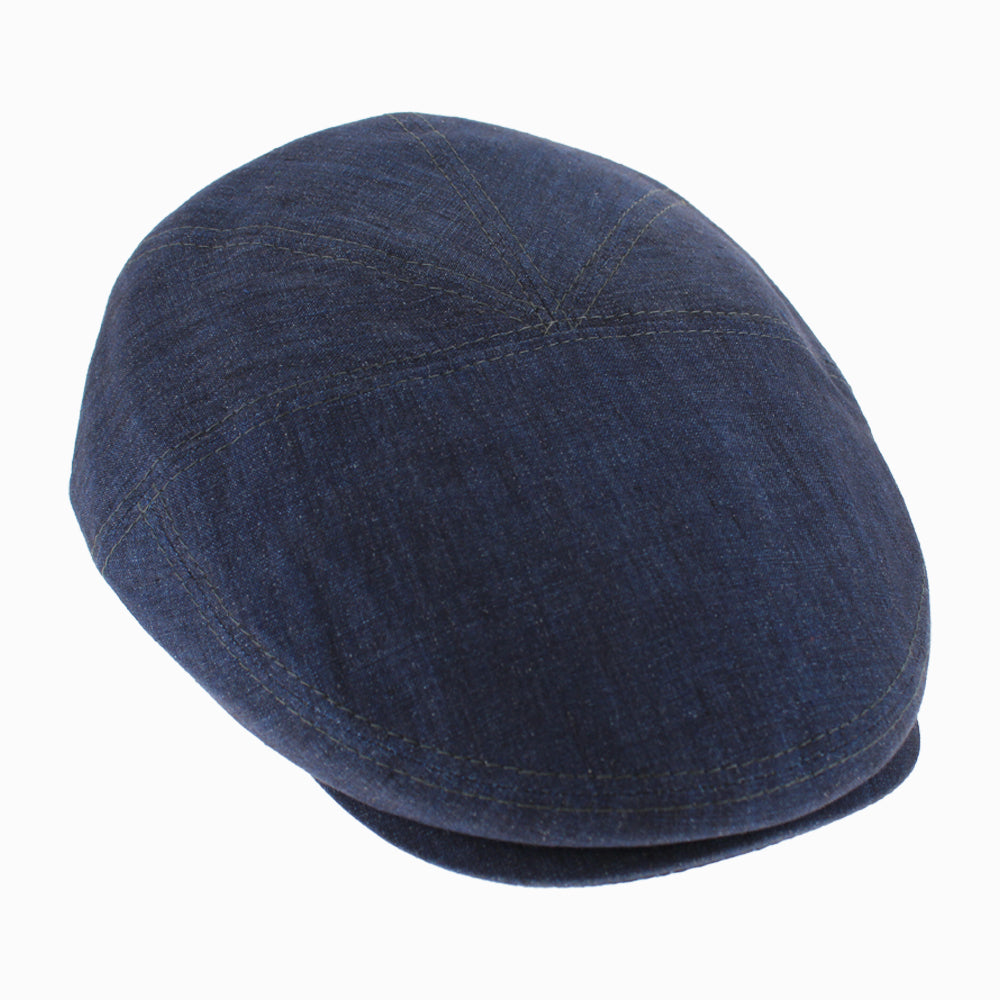 Belfry Senna navy 100% linen flat cap with timeless design and premium Italian craftsmanship