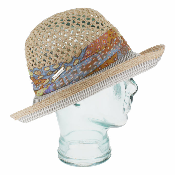 Belfry Trento khaki cloche hat with straw blend crown and cotton brim for sun protection