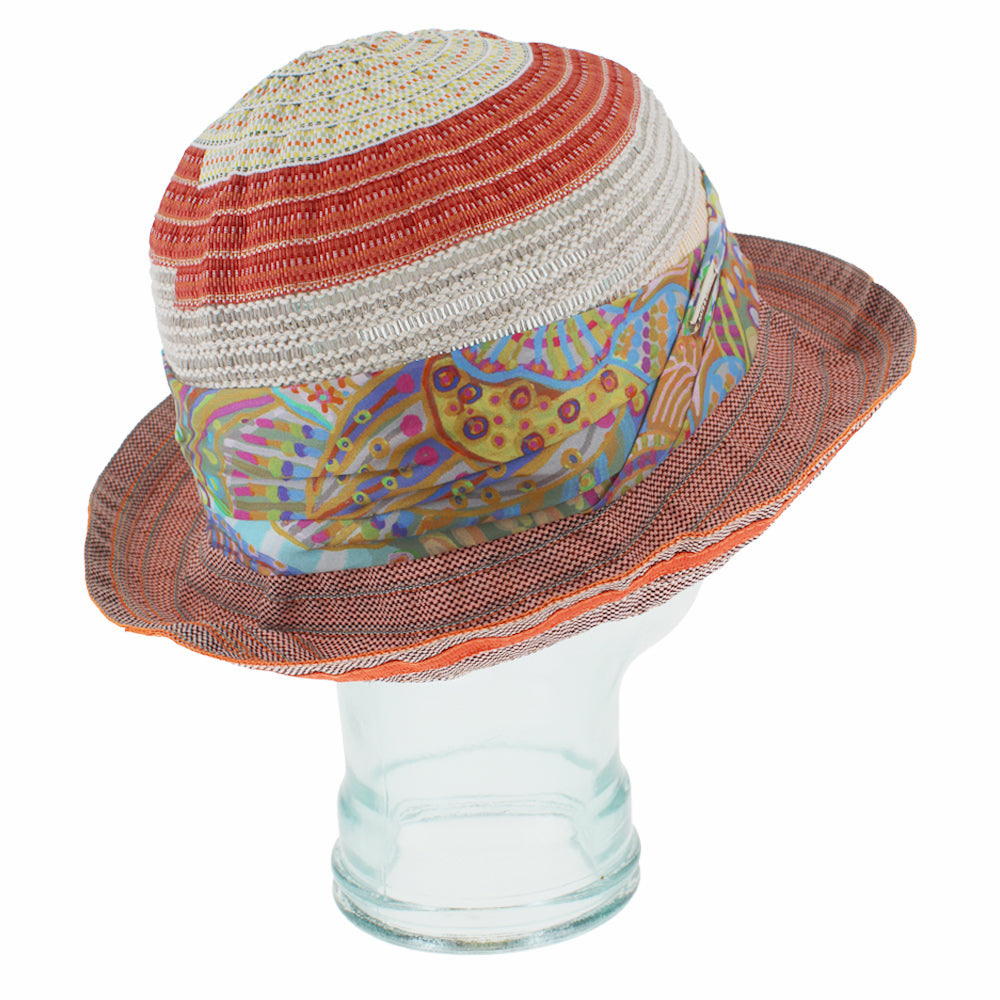 Orange multicolor bucket hat with lightweight fabric and breathable comfort