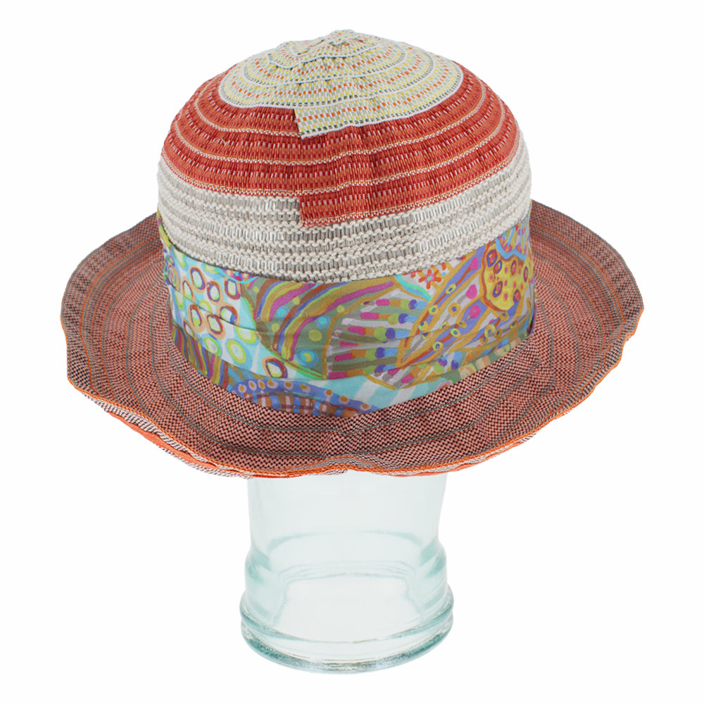 Lightweight orange bucket hat with packable design for beach and outdoor wear