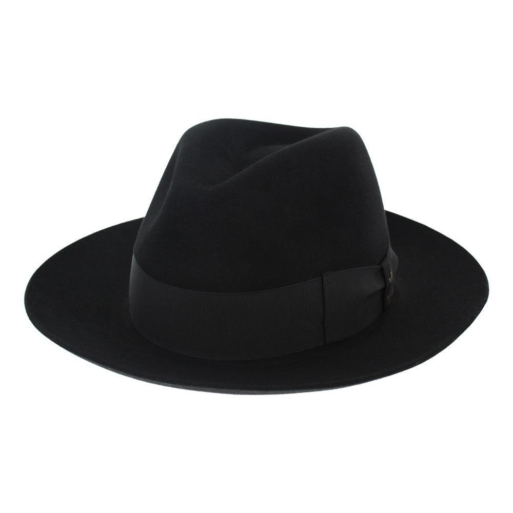 Alessandria Classic Wide Brim Fedora  - Borsalino Collection Unisex Hat Cap Borsalino Black 57 Hats in the Belfry