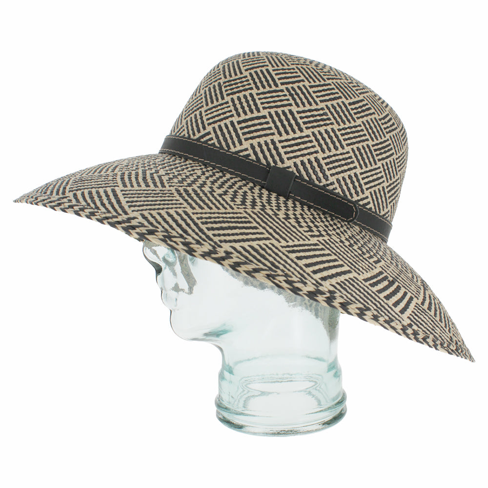 Belfry Zelinda black Panama straw lampshade hat with faux leather band and refined style
