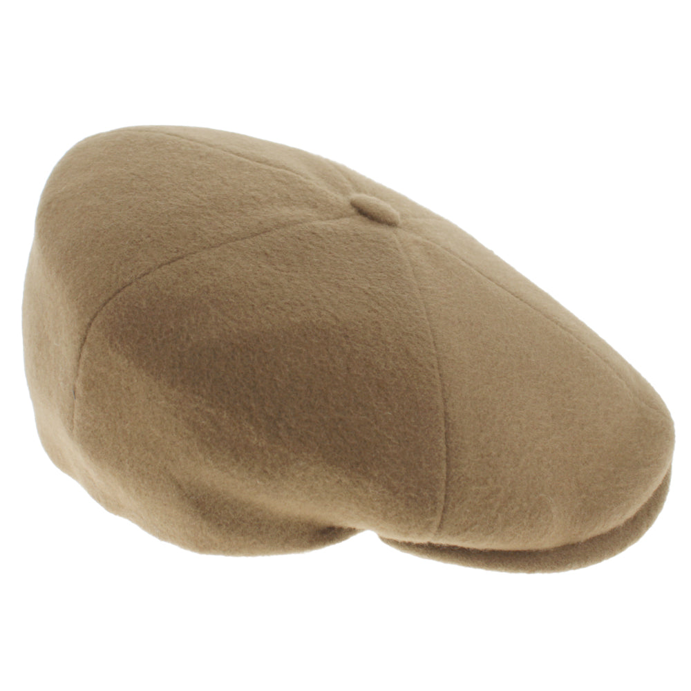 Luxury Belfry Capua tan newsboy hat in rich cashmere, refined cold-weather accessory